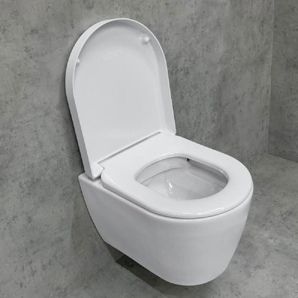 WC en céramique suspendu sans bride, fixation Durafix 37 x 40 x 48 cm blanc,+ abattant blanc 1