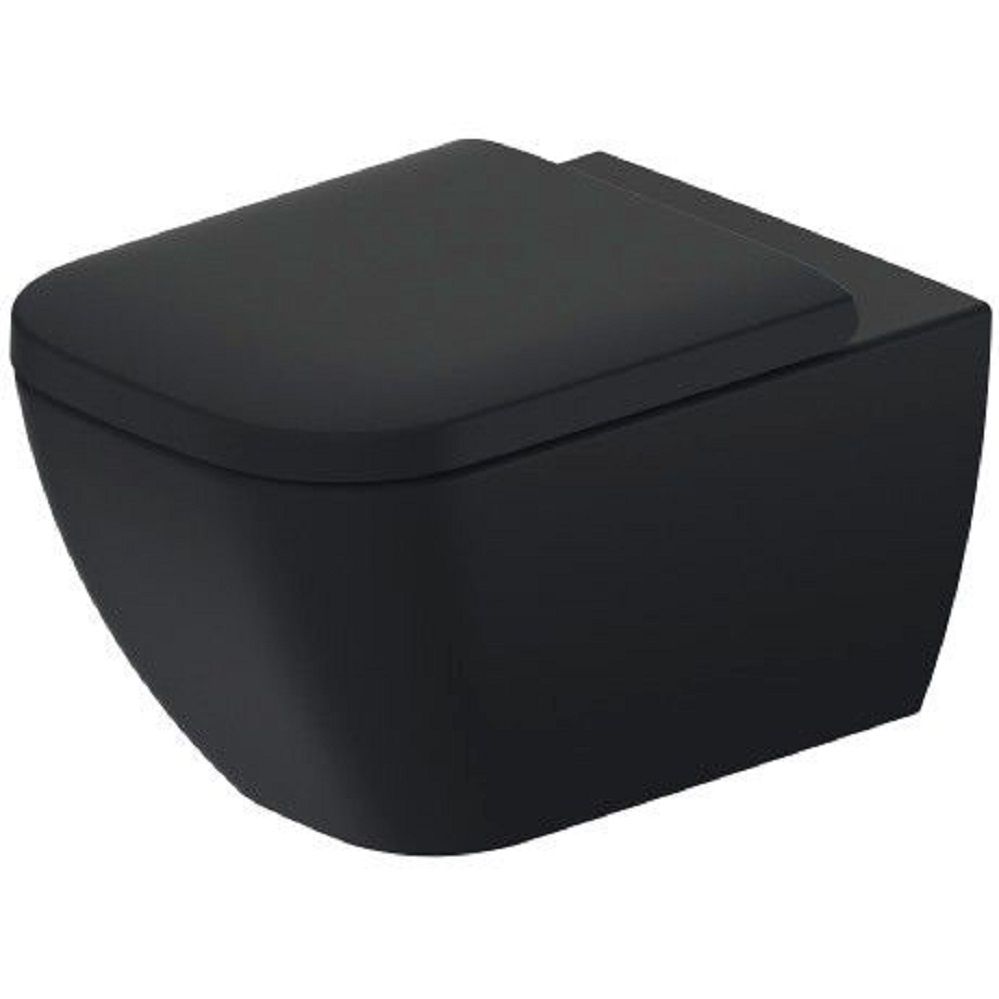 WC en céramique suspendu sans bride, fixation Durafix 36.5 x 54 cm,+ abattant anthracite matt