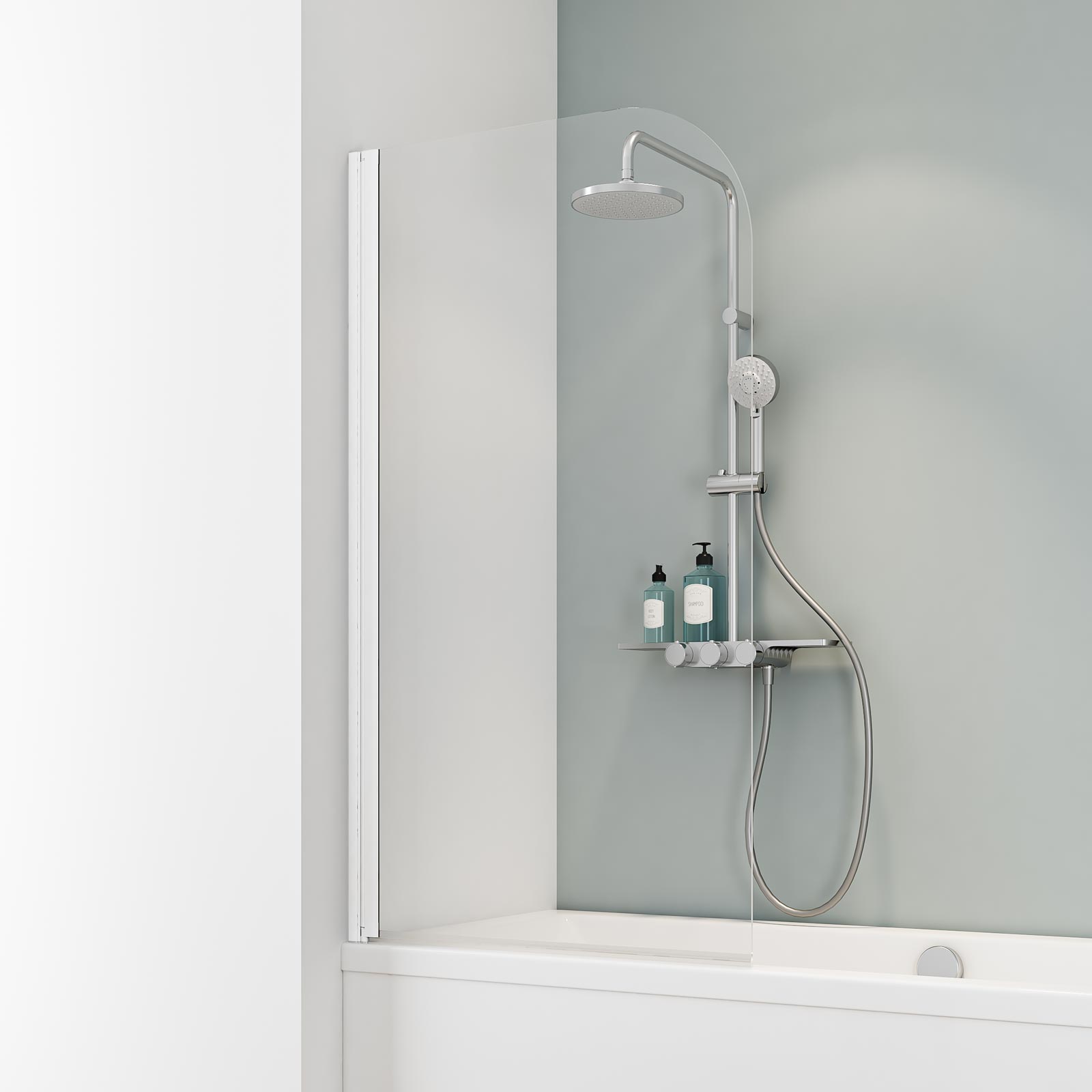 Schulte pare-baignoire rabattable pivotant, 50 x 130 cm, verre 5 mm transparent, paroi de baignoire mobile 1 volet, profilé blanc