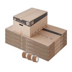 Lot de 60 cartons de déménagement avec poignées - 72L, charge max 15kg - made in France + 3 adhésifs offerts 0