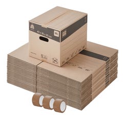Lot de 60 cartons de déménagement standards avec poignées - 36L, charge max 10kg - made in France + 3 adhésifs offerts 0