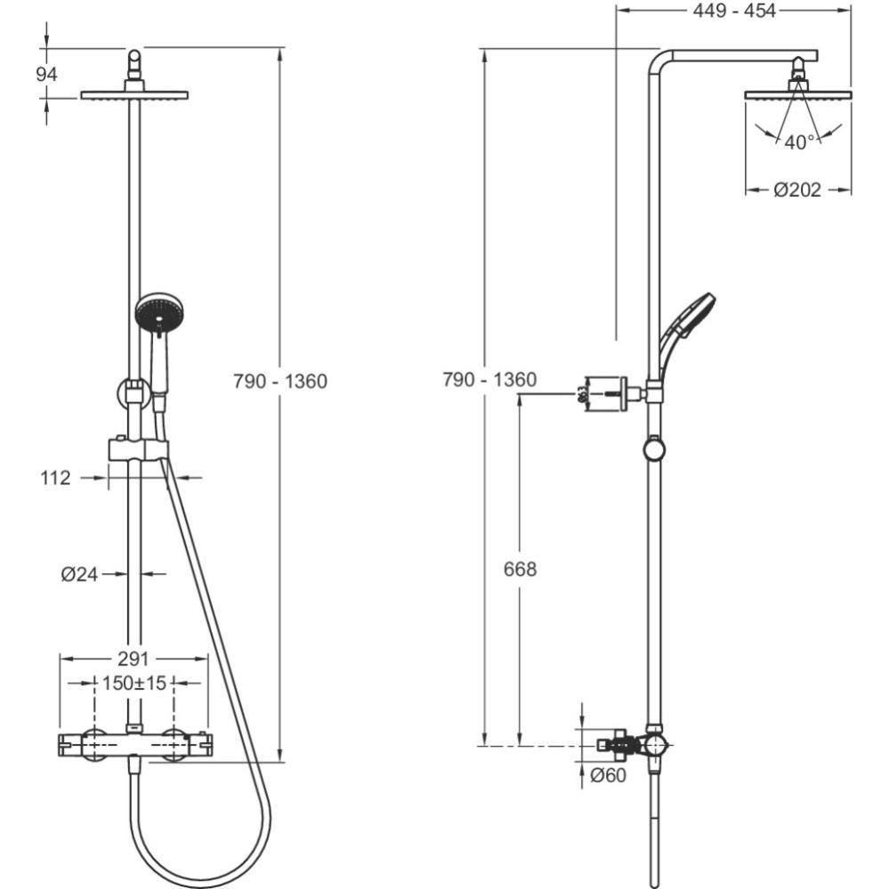 Colonne de douche thermostatique JACOB DELAFON Colette 4 jets, Chrome