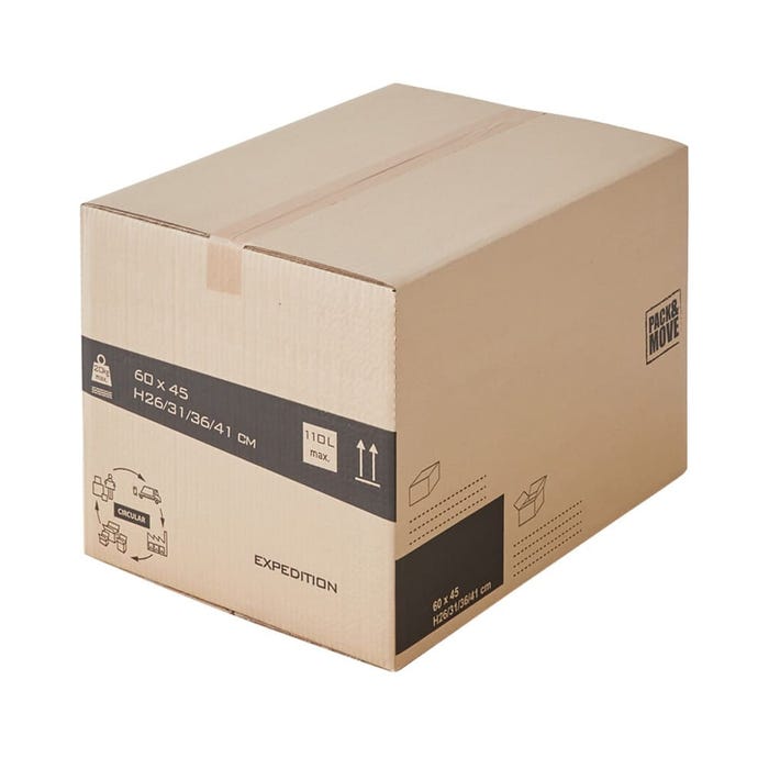 Lot de 30 boites cartons à hauteur variable - 110L, charge max 20kg - Déménagement ou expédition - made in France + 2 adhésifs offerts 3