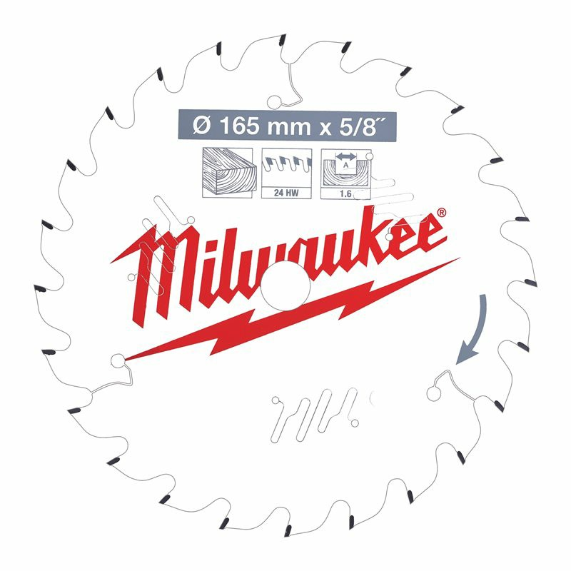 Lame de scie circulaire Diam 165 mm x 5/8 24 dents Milwaukee 0