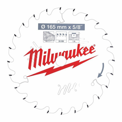 Lame de scie circulaire Diam 165 mm x 5/8 24 dents Milwaukee