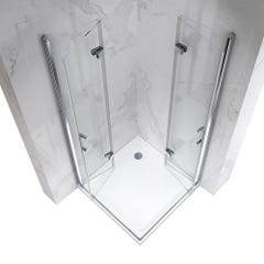 ATÉA Cabine de douche d'angle H 180 cm, 2 portes pliantes et pivotantes - verre transparent 75 x 120 cm 2