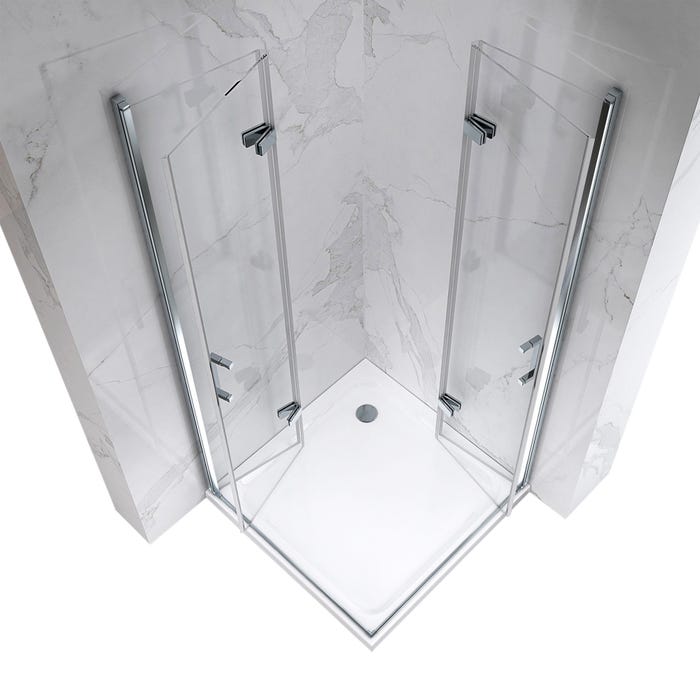 ATÉA Cabine de douche H 190 cm, 2 portes pliantes et pivotantes - verre transparent 100 x 105 cm 2