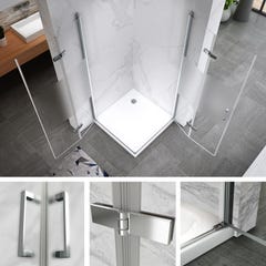 ATÉA Cabine de douche H 190 cm, 2 portes pliantes et pivotantes - verre semi-opaque 100 x 100 cm + receveur 3