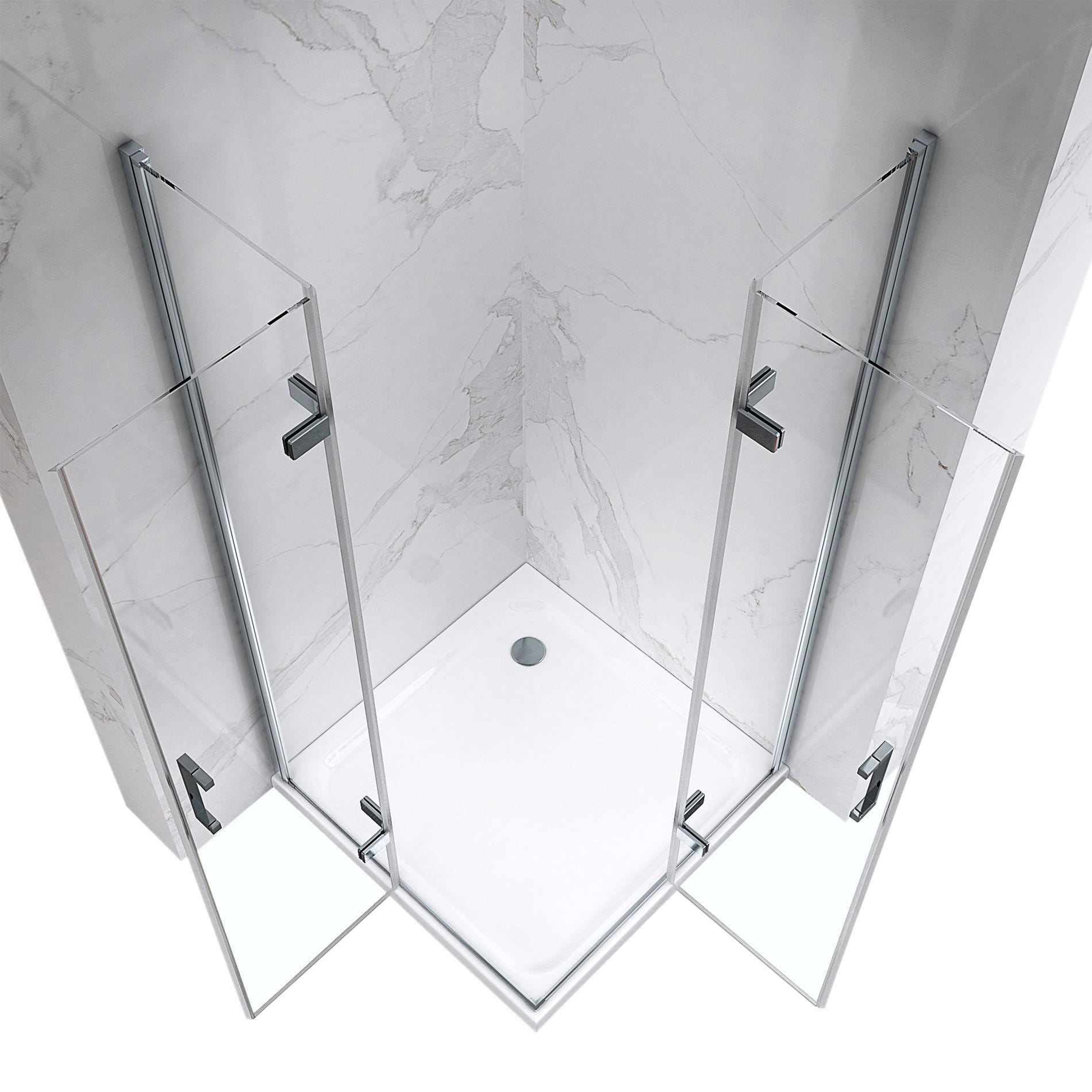 ATÉA Cabine de douche H 190 cm, 2 portes pliantes et pivotantes - verre transparent 70 x 105 cm 1