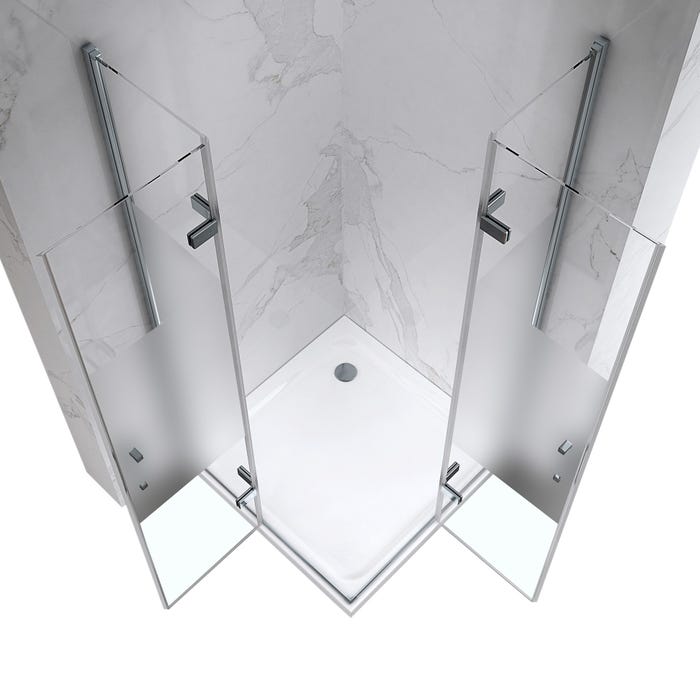 ATÉA Cabine de douche H 190 cm, 2 portes pliantes et pivotantes - verre semi-opaque 90 x 75 cm 1