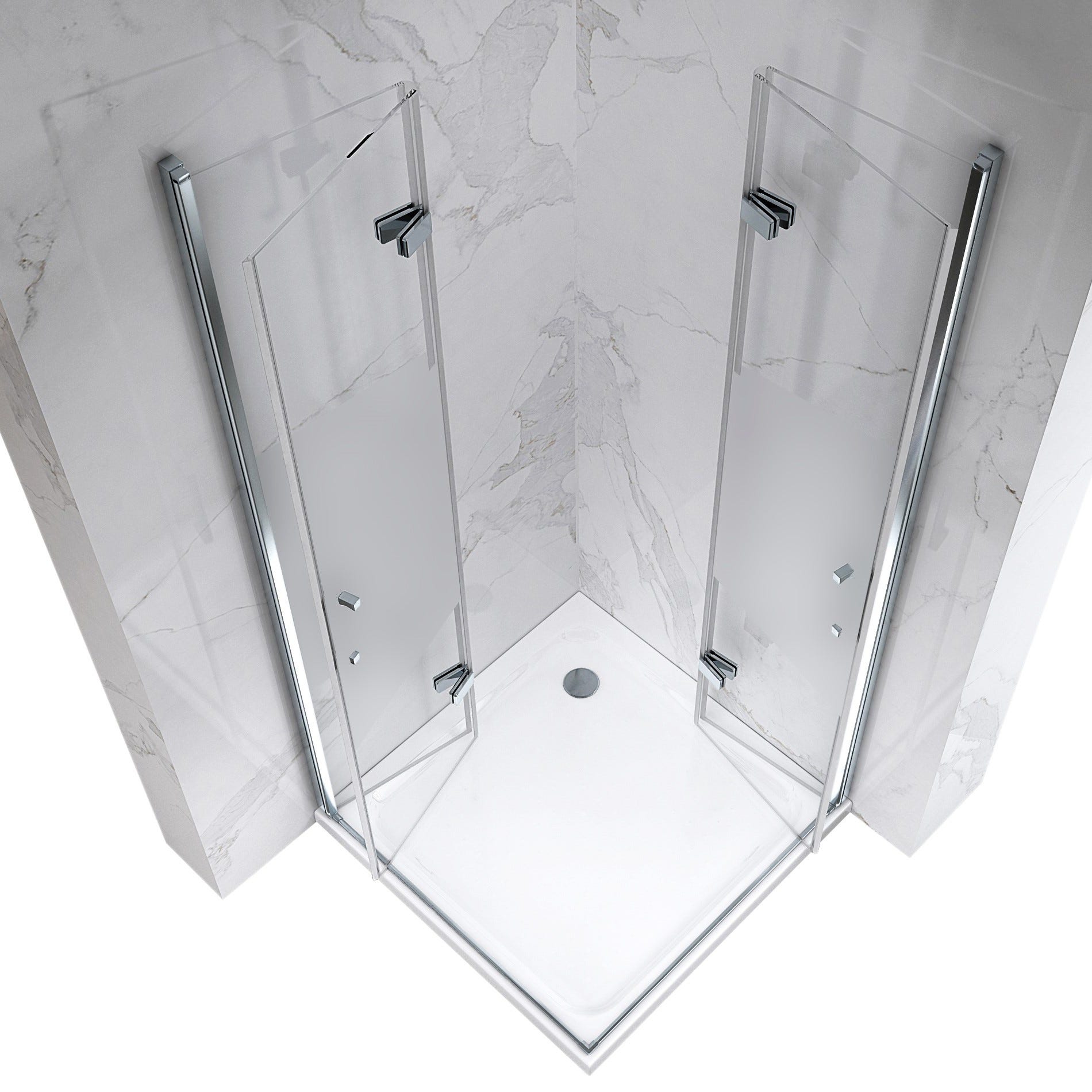 ATÉA Cabine de douche H 180 cm, 2 portes pliantes et pivotantes - verre semi-opaque 75 x 120 cm 2