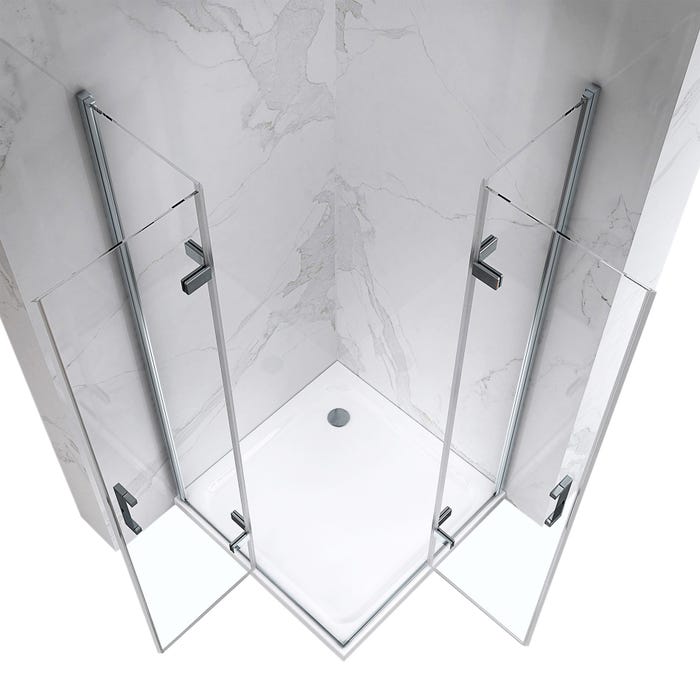 ATÉA Cabine de douche H 190 cm, 2 portes pliantes et pivotantes - verre transparent 80 x 120 cm + receveur 1