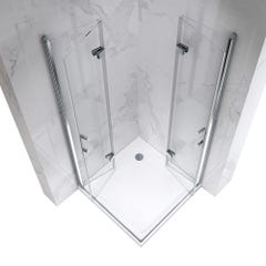 ATÉA Cabine de douche H 190 cm, 2 portes pliantes et pivotantes - verre transparent 100 x 100 cm 2