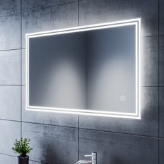 SIRHONA Miroir de Salle de Bain LED 100x60cm Anti-buée Miroir de Maquillage avec Commande par Effleurement 1