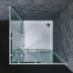 SIRHONA Cabine de douche 80x80x185cm Double ouverture coulissante，2 porte de douche en verre à panneau fixe, verre transparent 5 mm, finition chromée 1