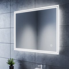 SIRHONA 90x70cm Miroir de Salle de Bains avec éclairage LED Miroir Cosmétiques Mural Lumière Illumination avec Commande par Effleurement/Anti-buée 1