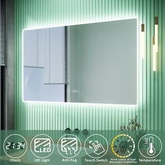SIRHONA Miroir de Salle de Bains LED 1000 x 600 x 35mm - Trois températures de Couleur - Antibuée avec réglage de l'heure 2