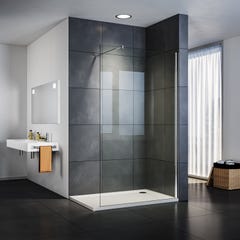 SIRHONA Paroi de douche 110x200 cm porte de douche avec barre de fixation cabine de douche à l'italienne, 8mm verre trempé 1