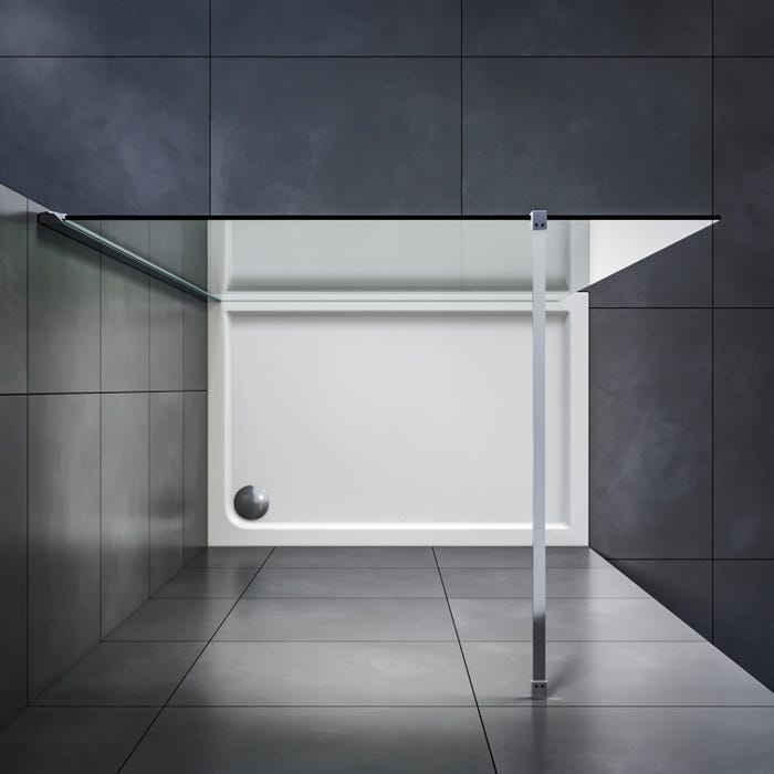 SIRHONA Paroi de douche 110x200 cm porte de douche avec barre de fixation cabine de douche à l'italienne, 8mm verre trempé 2