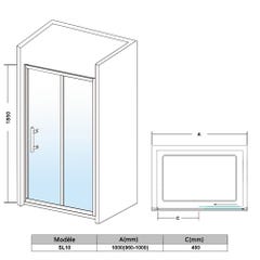 SIRHONA Porte de douche 100x 185 cm coulissante extensible Paroi en niche verre trempé pour douche, profilés aspect chromé coulissante 4