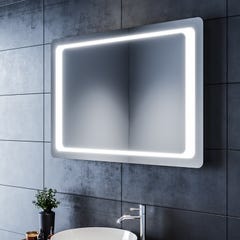 SIRHONA Miroir de Salle de Bain 100x70 Miroir LED AVCE Anti-buée et éclairage intégré Blanc Froid 1