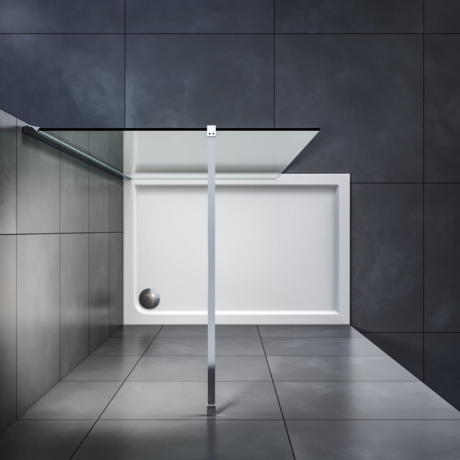 SIRHONA Paroi de douche 80x200 cm avec barre de fixation cabine de douche à l'italienne, 8mm verre trempé avec Revêtement NANO la porte douche 2