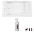 Baignoire bain douche JACOB DELAFON Malice antidérapante + nettoyant Blanc Mat, 170 X 90 version gauche