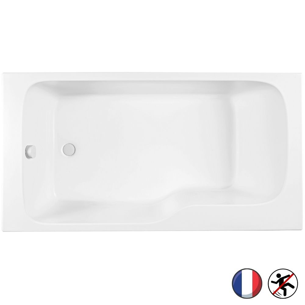 Baignoire bain douche JACOB DELAFON Malice, antidérapante Blanc mat, 170 X 90 version gauche