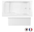 Baignoire bain douche JACOB DELAFON Malice antidérapante + tablier niche Blanc Mat, 170 X 90 version droite