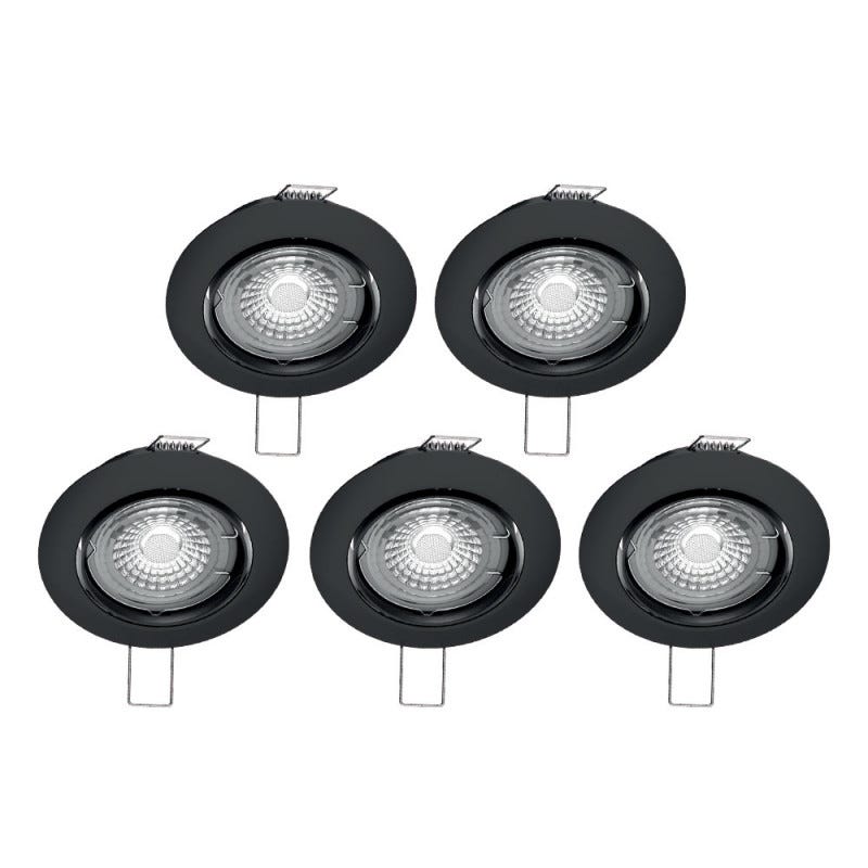 Xanlite - Lot de 5 spots noirs encastrables LED avec ampoules incluses, culot GU10, 345 Lumens, équivalence 50 W, 4000K, Blanc neutre - PACK5SP50ANCW 0