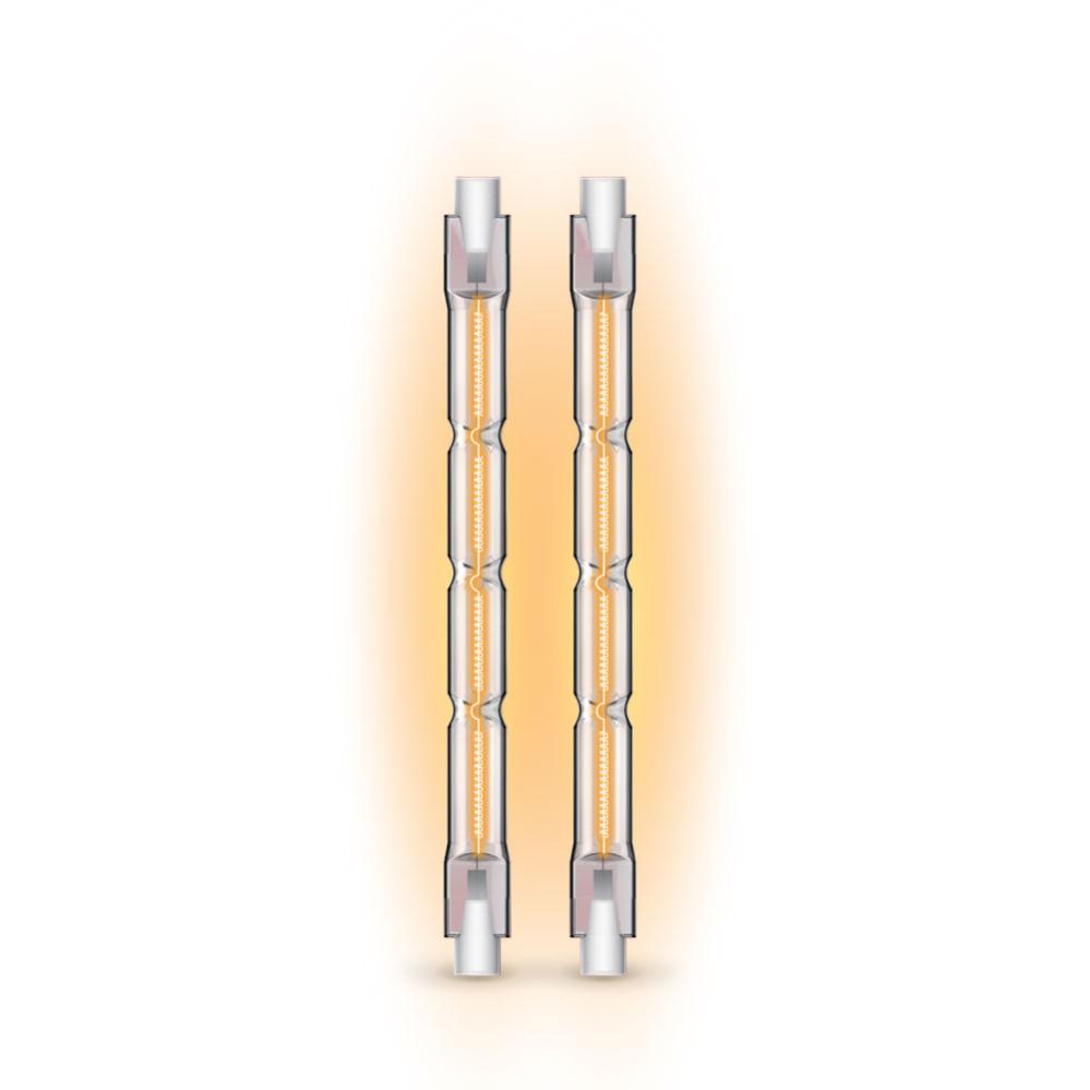 Lot de 2 ampoules halogènes culot R7S, 118mm, 2200 Lumens, équivalence 138 W, 2900 Kelvins