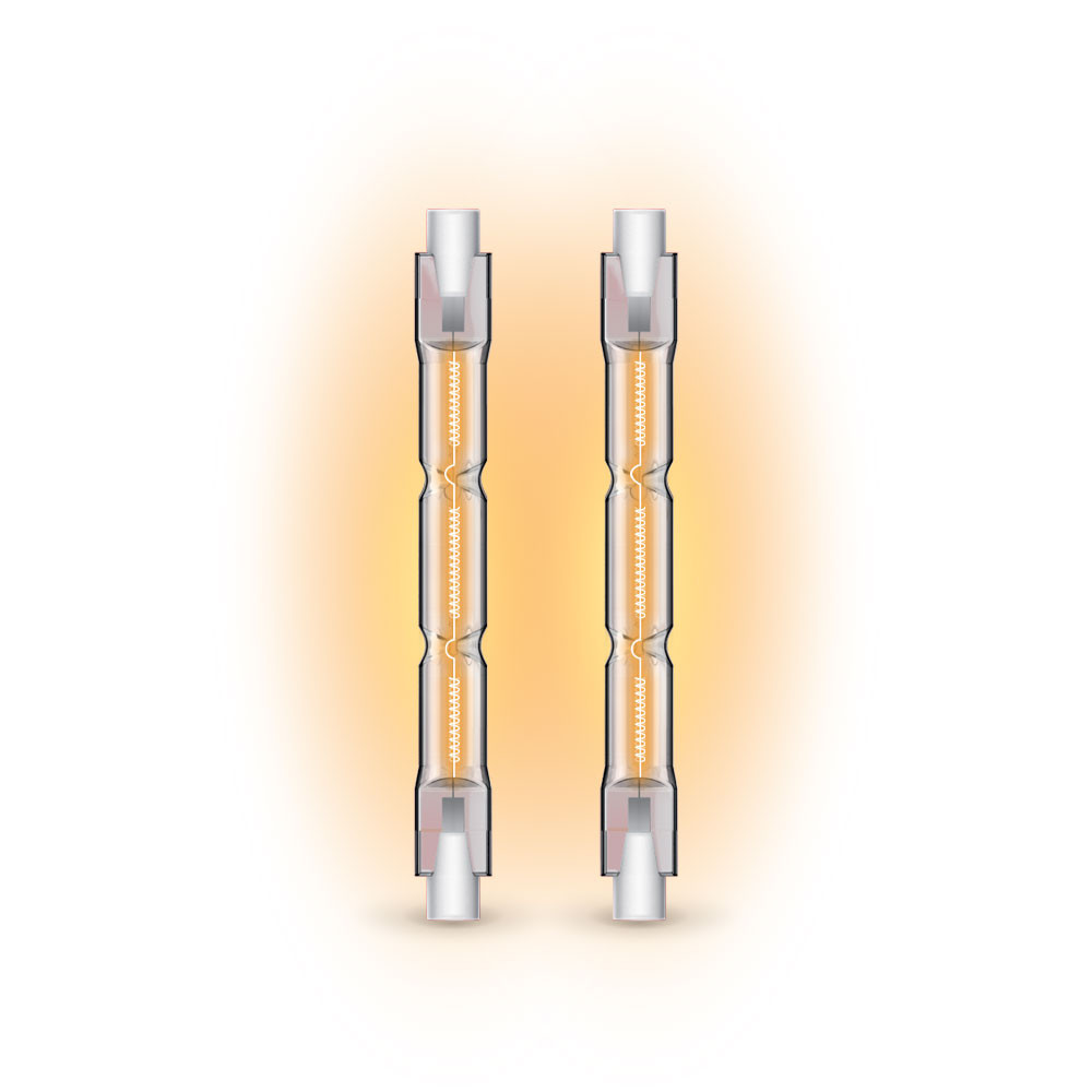 Lot de 2 ampoules halogènes culot R7S, 78mm, 2216 Lumens, 2900 Kelvins, Blanc chaud Dimmable