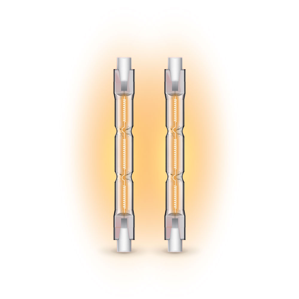 Lot de 2 ampoules halogènes culot R7S, 78mm, 2216 Lumens, 2900 Kelvins, Blanc chaud Dimmable