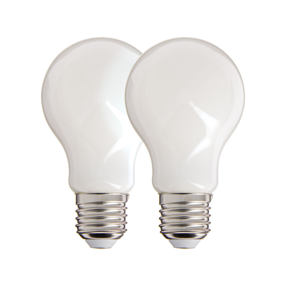 Lot de 2 ampoules Filament LED A60 Opaque, culot E27, 806 Lumens, equivalence 60 W, 4000 Kelvins, Blanc Neutre