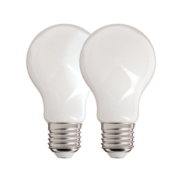Lot de 2 ampoules Filament LED A60 Opaque, culot E27, 806 Lumens, equivalence 60 W, 4000 Kelvins, Blanc Neutre 0