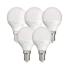Lot de 5 ampoules SMD LED P45 Opaque, culot E14, 470 Lumens, conso. 5,3 W (eq. 40W), 2700K, Blanc chaud