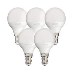 Xanlite - Lot de 5 ampoules SMD LED P45 Opaque, culot E14, 470 Lumens, conso. 5,3 W (eq. 40W), 4000K, Blanc neutre - PACK5EV470PCW 0