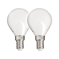 Lot de 2 ampoules LED, culot E14, 806 Lumens, conso. 6,5W (eq. 60W), 2700K, Blanc chaud