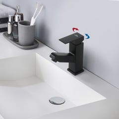 Auralum Robinet salle bain douchette noir,levier unique,eau chaude/froide avec 2 tuyaux, mitigeur lavabo robinet lavabo mitigeur salle de bain robinet 1