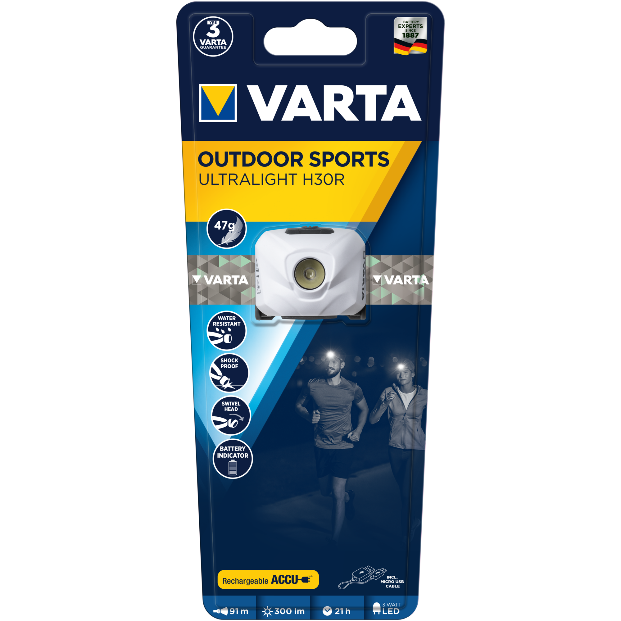 Lampe Frontale Rechargeable Varta Blanche - Ultralight H30r 0