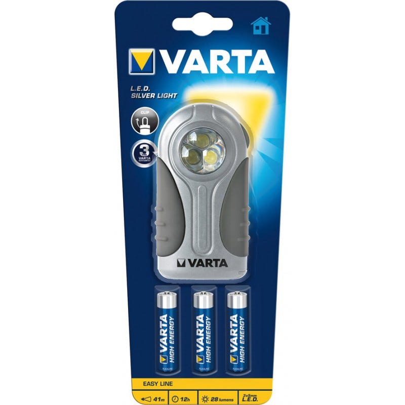 Lampe Torche LED Silver Light - 3 AAA Incluses - Varta - 16647101421 - 0