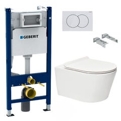 Pack Bati-support Geberit 112cm + WC sans bride SAT Brevis + Abattant ultra-fin 0
