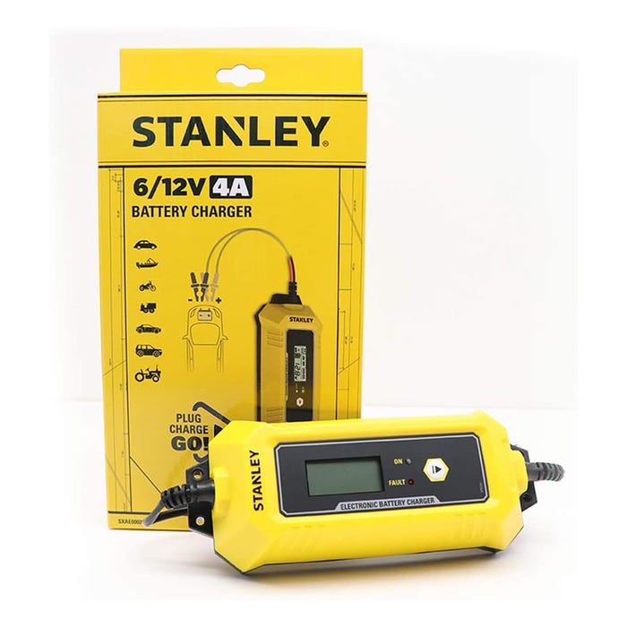 Chargeur de batterie intelligent 4A 230V 6/12V Voiture Moto Microprocesseur Ecran LCD Maintient de charge Stanley 2