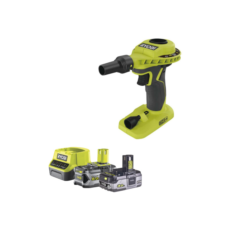 Pack RYOBI Gonfleur 18V One Plus R18Vi-0 - 1 Batterie 3.0Ah High Energy - 1 Batterie 5.0Ah - Chargeur rapide