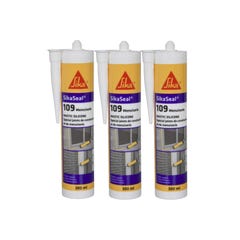 Lot de 3 mastic silicone SIKA SikaSeal 109 Menuiserie - Anthracite - 300ml 0