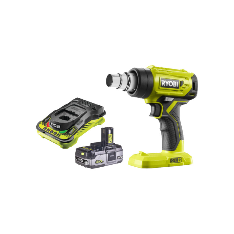 Pack RYOBI Pistolet à air chaud 18V R18HG-0 - 1 Batterie 3.0Ah High Energy - 1 Chargeur ultra rapide