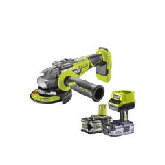 Pack RYOBI Meuleuse d'angle Brushless 18 V OnePlus R18AG7-0 - 1 Batterie 3.0Ah High Energy - 1 Chargeur ultra rapide 0