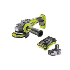 Pack RYOBI Meuleuse d'angle Brushless 18 V OnePlus R18AG7-0 - 1 Batterie 3.0Ah High Energy - 1 Chargeur ultra rapide 1