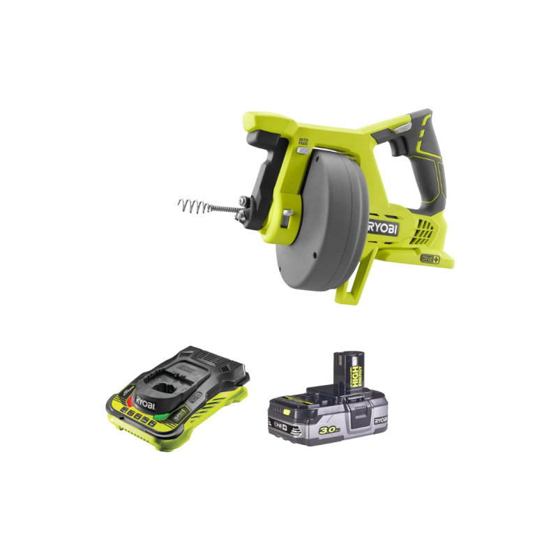 Pack RYOBI Déboucheur 18V R18DA-0 - 1 Batterie 3.0Ah High Energy - 1 Chargeur ultra rapide