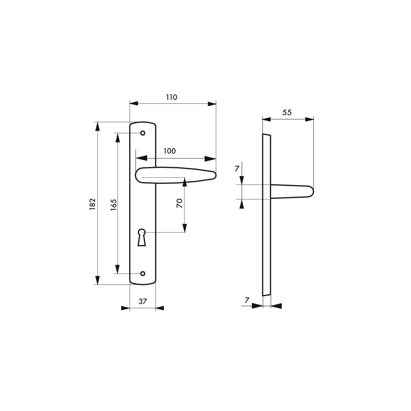 THIRARD - Ensemble de poignées pour porte intérieure Ares trou de clé, carré 7mm, entr'axes 165mm, chromé 1